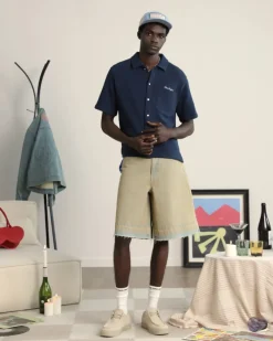 Nude Project Marbella Waffle Shirt Navy Outlet