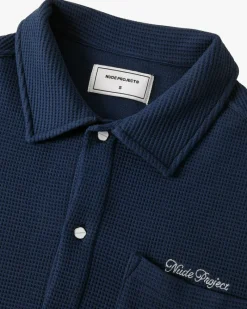 Nude Project Marbella Waffle Shirt Navy Outlet