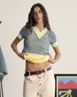 Nude Project Mesh Tee Blue Discount