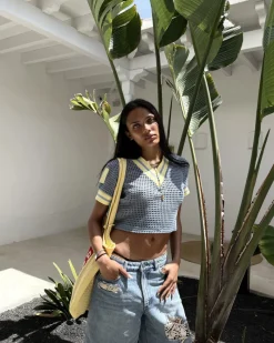 Nude Project Mesh Tee Blue Discount