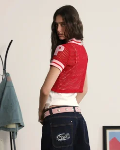 Nude Project Mesh Top Red Discount