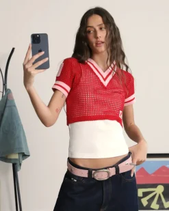 Nude Project Mesh Top Red Discount