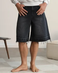 Nude Project Old Baggy Denim Shorts Black Clearance