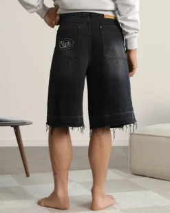Nude Project Old Baggy Denim Shorts Black Clearance