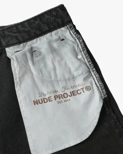 Nude Project Old Baggy Denim Shorts Black Clearance