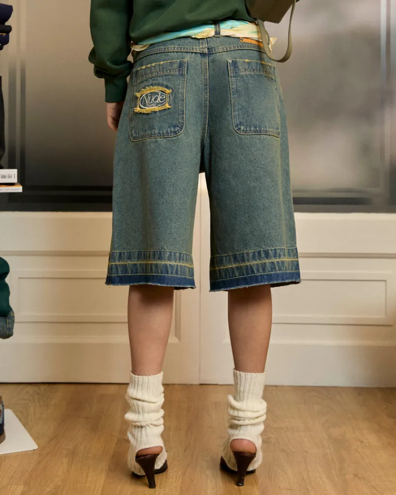 Nude Project Old Baggy Denim Shorts Indigo Online