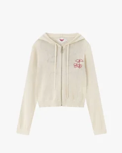 Nude Project Papaya Zip-Up Knit Hoodie Marshmallow Best