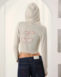 Nude Project Papaya Zip-Up Knit Hoodie Marshmallow Best