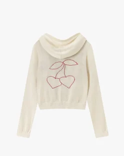 Nude Project Papaya Zip-Up Knit Hoodie Marshmallow Best