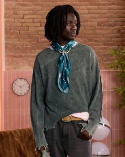 Nude Project Perfect Cropped Knit Sweater Green Hot