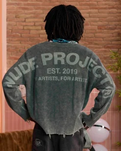 Nude Project Perfect Cropped Knit Sweater Green Hot