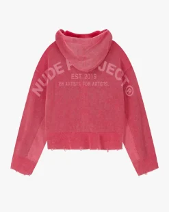 Nude Project Perfect Cropped Zip-Up Hoodie Raspberry Sale