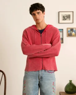 Nude Project Perfect Cropped Zip-Up Hoodie Raspberry Sale