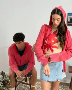 Nude Project Perfect Cropped Zip-Up Hoodie Raspberry Sale