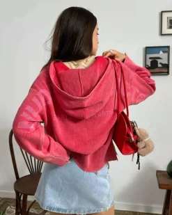 Nude Project Perfect Cropped Zip-Up Hoodie Raspberry Sale