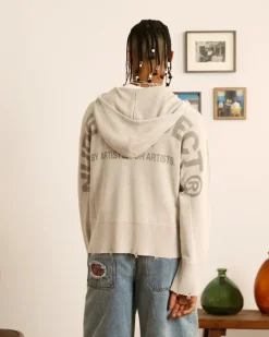 Nude Project Perfect Cropped Zip-Up Hoodie Grey New