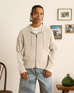 Nude Project Perfect Cropped Zip-Up Hoodie Grey New