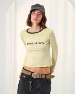 Nude Project Poetic Long-Sleeve Tee Yellow Outlet