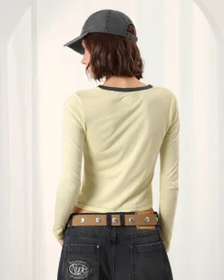 Nude Project Poetic Long-Sleeve Tee Yellow Outlet