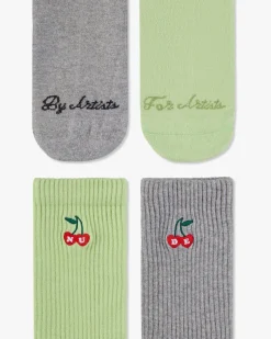 Nude Project Quote Socks Green/Grey 2Xpack Fashion