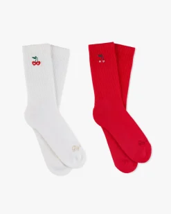 Nude Project Quote Socks Ivory/Red 2Xpack New