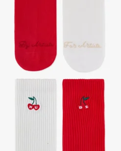 Nude Project Quote Socks Ivory/Red 2Xpack New