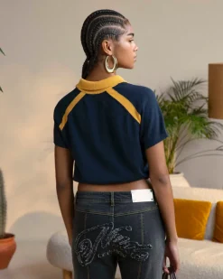 Nude Project R10 Knit Polo Navy Sale