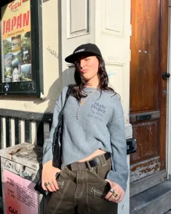 Nude Project Reversed Seams Knit Blue New