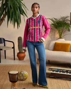 Nude Project Rosel Football Polo Knit Pink Hot