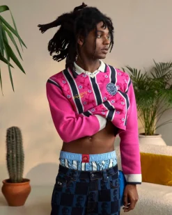 Nude Project Rosel Football Polo Knit Pink Hot