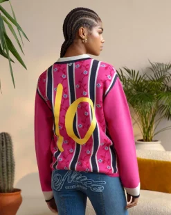 Nude Project Rosel Football Polo Knit Pink Hot