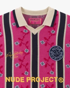 Nude Project Rosel Football Polo Knit Pink Hot