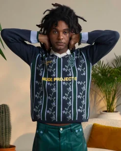 Nude Project Rosel Football Polo Knit Navy Hot