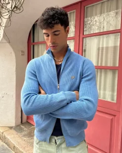 Nude Project Shady Zip-Up Knit Cardigan Blue Best