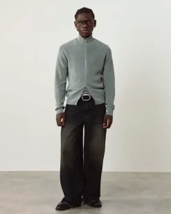 Nude Project Shady Zip-Up Knit Cardigan Green New