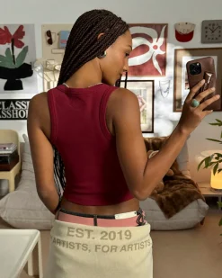 Nude Project Sophisticated Pleasure Tank Top Burgundy New