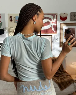 Nude Project Strass Top Blue New