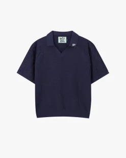 Nude Project Structure Knit Polo Navy Best