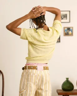 Nude Project Structure Knit Polo Yellow Online