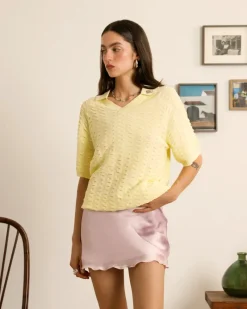 Nude Project Structure Knit Polo Yellow Online