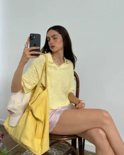 Nude Project Structure Knit Polo Yellow Online