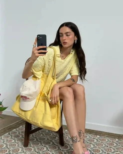 Nude Project Structure Knit Polo Yellow Online