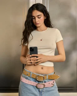 Nude Project Suede Belt Pink New