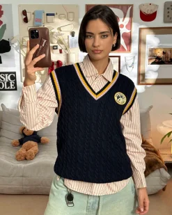 Nude Project Sunday Knit Vest Blue Online