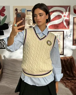 Nude Project Sunday Knit Vest Marshmallow Discount