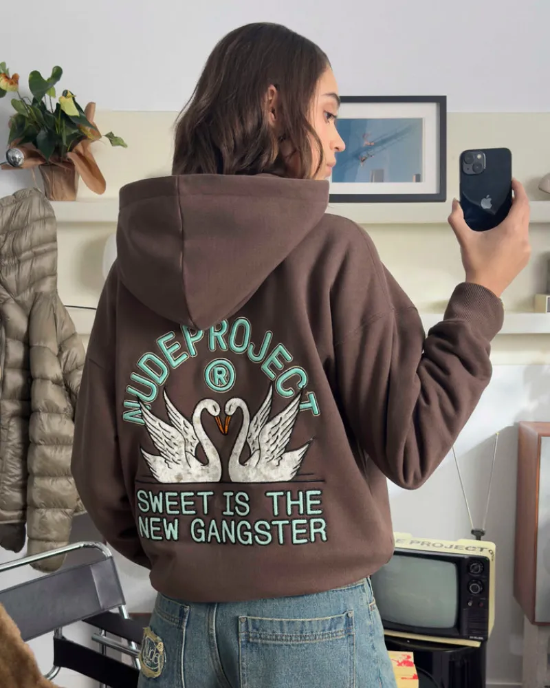 Nude Project Swans Hoodie Brown Hot