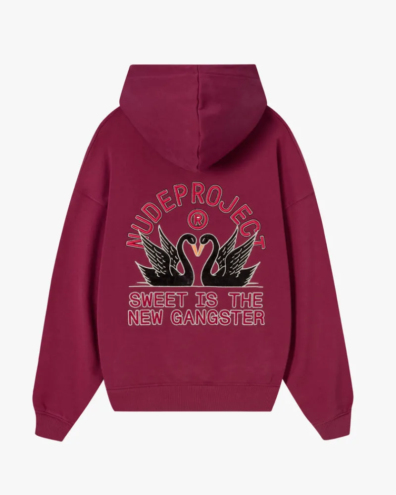 Nude Project Swans Hoodie Burgundy New