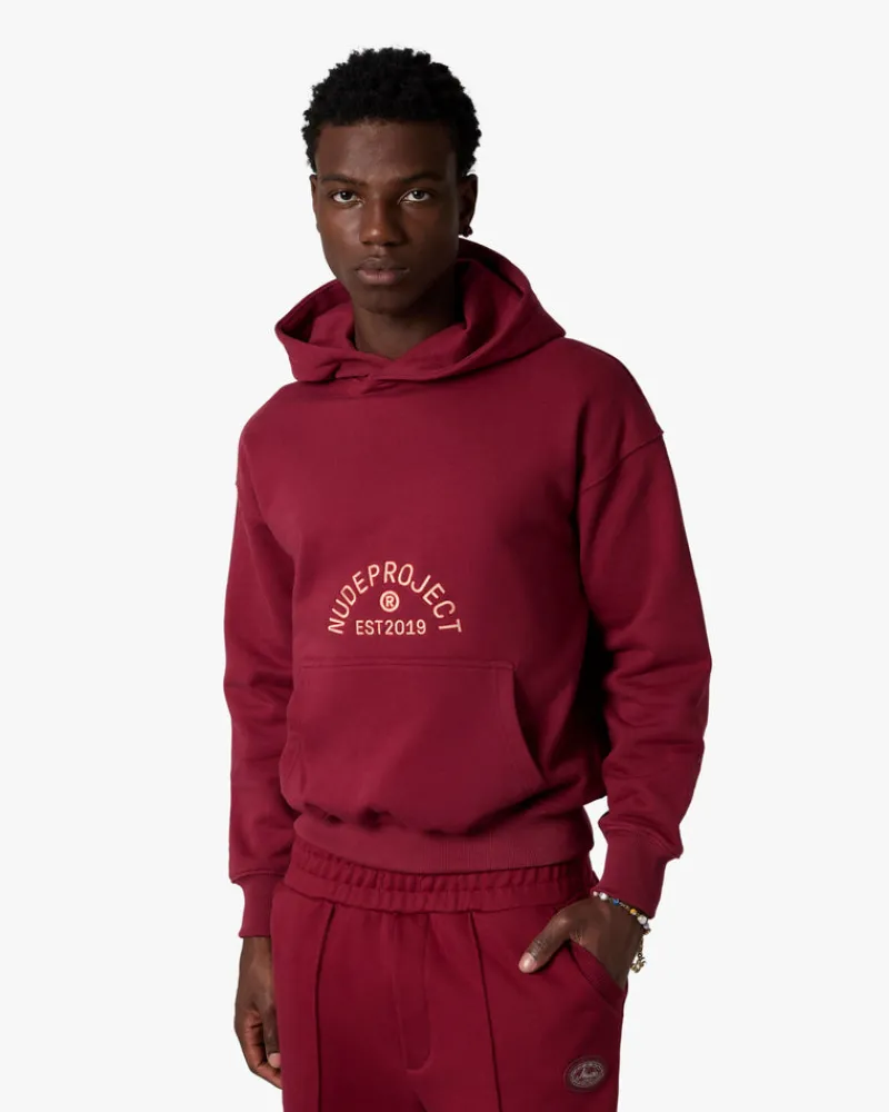 Nude Project Swans Hoodie Burgundy New