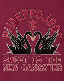 Nude Project Swans Hoodie Burgundy New