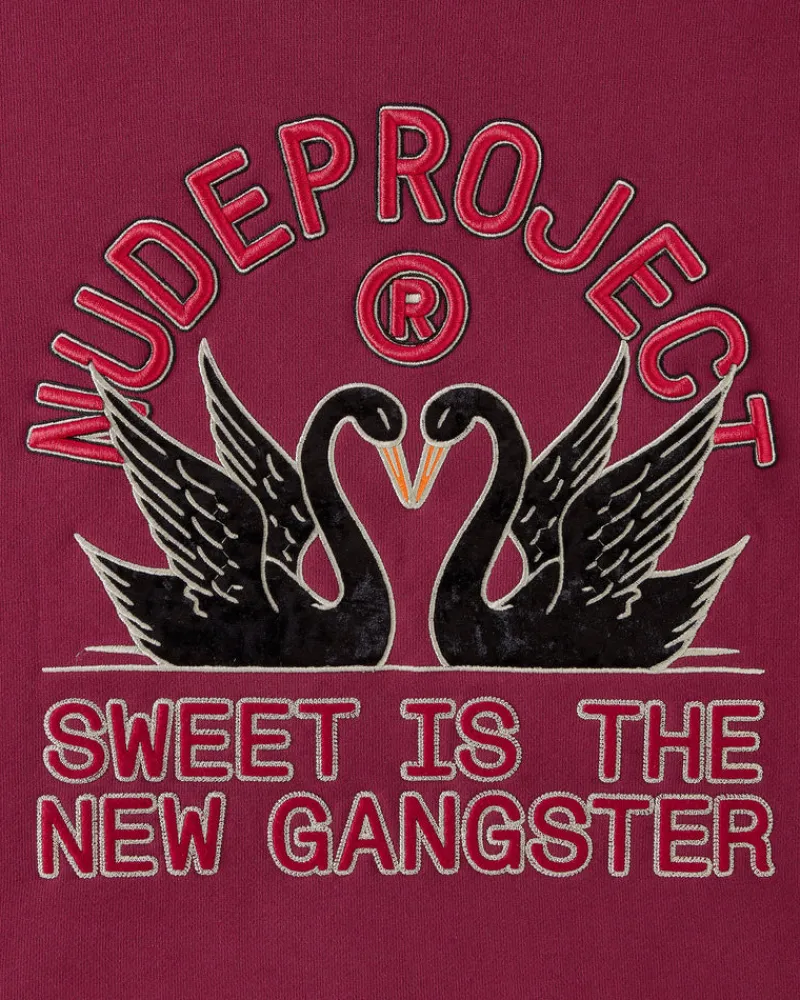 Nude Project Swans Hoodie Burgundy New